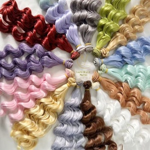 Perruque pour poupée BJD SD, fibre haute température, <span class=keywords><strong>boucles</strong></span> en forme de nouilles, 15 cm, mèche de <span class=keywords><strong>cheveux</strong></span> synthétiques pré-collée pour la fabrication de poupées DIY - Product Image 1