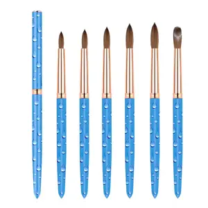 Di alta qualità blu crimpato rotondo Kolinksy strumenti per Manicure pennello per pittura per unghie pennello acrilico