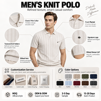 Polo en tricot crème pour homme FNJIA, manches courtes, rayures texturées, décontracté, pour le bureau, fournisseur OEM en gros sur mesure