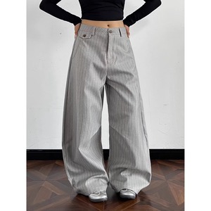 <span class=keywords><strong>Pantaloni</strong></span> <span class=keywords><strong>a</strong></span> Gamba Larga da Donna <span class=keywords><strong>a</strong></span> Vita Alta, Casual, <span class=keywords><strong>a</strong></span> <span class=keywords><strong>Righe</strong></span>, Tinta Unita, per Ufficio, Streetwear, Novità 2026 - Product Image 1