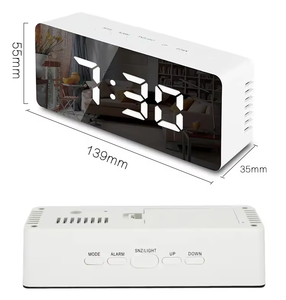 Alarma de mesa de atenuación automática con carga USB barata, reloj Digital de repetición, pantalla de hora blanca, reloj despertador con espejo, luz blanca LED - Product Image 4