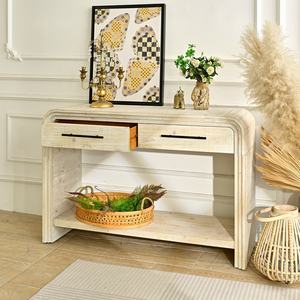 Mesa Consola de Madera de Estilo Nórdico INNOVA, Ecológica y Fácil de Montar, con Estante y Cajón de Almacenamiento para Sala de Estar o Uso en Hoteles - Product Image 3
