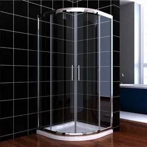 Modern kare alüminyum alaşım su geçirmez temizle temperli cam çift sürgülü kapı banyo duş odası kabin