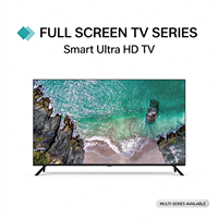 TV LED LCD Android Pintar 85 Inci Tanpa Bingkai, Layar Penuh 4K UHD, Kontrol Suara, dengan Stand Meja