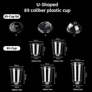 Vaso Transparente Desechable de PET de Grado Alimenticio, Grueso, en Forma de U de 89 mm, con Tapa y Logotipo, para Té con Leche, Café, Jugos y Bebidas Frías, Venta al Por Mayor - Product Image 5
