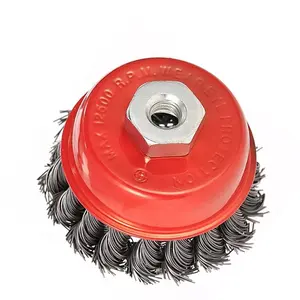 75mm 3" Steel Wire Wheel Knotted Cup Brush Rotary Steel Wire Brush For Angle Grinder