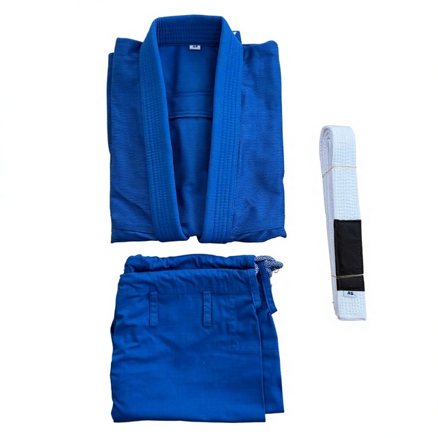 Blue BJJ Gi, 450GSM Pearl Weave, IBJJF Approved, Reinforced Stitching, for Training & Competition, with Belt