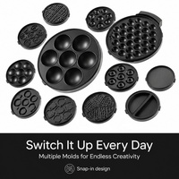 Mini gaufrier électrique en céramique personnalisé WM-0009, appareil à snacks avec 13 plaques amovibles, usage domestique, surface antiadhésive, toucher froid