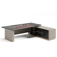 Bureau de direction moderne de luxe en forme de L, mobilier de bureau pour PDG, table spacieuse avec tiroirs, assemblage facile