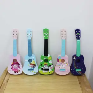 21 inch Nhựa guitar đồ chơi 6 dây mini trẻ em nhạc cụ bằng gỗ âm nhạc Đồ chơi giáo dục học tập vần phát triển