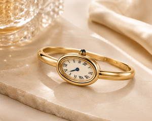 Custom 28MM Stainless Steel 18K Gold Oval Bangle <b>Watch</b> for Women – Minimalist Roman Dial Elegant Bracelet Wristwatch - Product Image 3