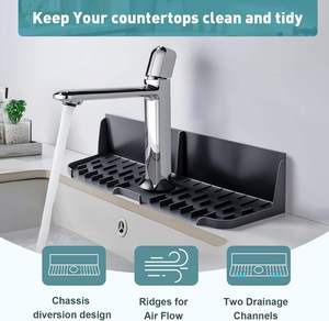 Silicon Self Draining Faucet Drip Catcher Tray <b>Drying</b> Splash Protector Pad Silicone <b>Kitchen</b> Sink Water Splash Guard Faucet <b>Mat</b> - Product Image 4