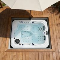 Bain à remous extérieur Sunrans pour 3 personnes avec système de contrôle Balboa, matériau PVC, design compact pour villa et hôtel