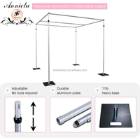 Support de toile de fond télescopique ANNIELU en alliage d'aluminium robuste, cadre portable pour décoration de mariages et d'événements
