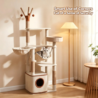 Arbre à chat robuste en bois et sisal, 4 niveaux, avec plusieurs options de taille, condo confortable et hamac en peluche, pour chats de grande taille, usage intérieur