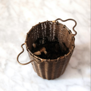 Handcrafted Bronze Wire <b>Basket</b> with Loop <b>Handles</b> Perfect for Organizing or Displaying Stylish and Functional Decor - Product Image 1