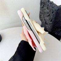 Coque de téléphone portable rose style Ins avec nœud en soie 3D de haute qualité, protection d'écran intégrée, antichoc, design mignon et tendance pour