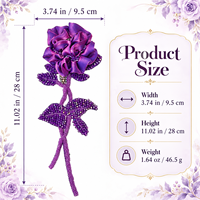 Applique de rose en satin perlé violet faite à la main, patch brodé floral à coudre pour vêtements, sacs, décoration intérieure, artisanat DIY