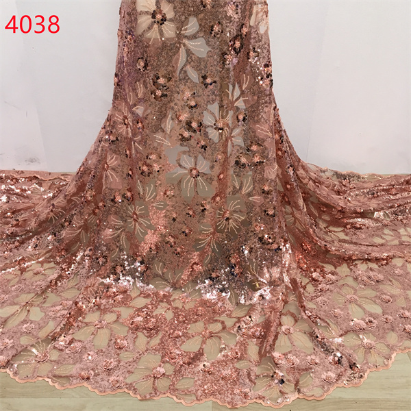 4038 Rose Gold Color African Net Lace Fabric Skin Friendly French Mesh Lace  With Sequins Nigerian Lace Fabric for Wedding Dress| Alibaba.com