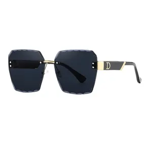 2024 neue modische rahmenlose schneidkante sonnenbrille Internet-Berühmtheit gleicher Stil quadratische Umriss-Sonnenbrille für Damen Hi