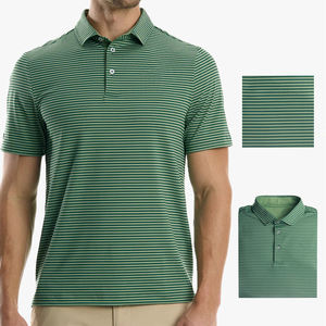 Camisetas de golf a rayas de rendimiento clásicas elásticas en 4 direcciones con logotipo personalizado, polos de 92% poliéster 8% Spandex para hombre - Product Image 3