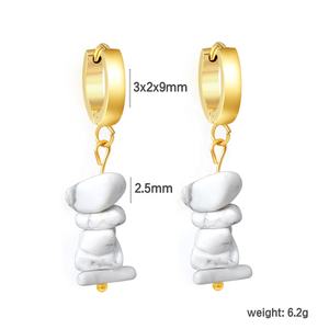 Boucles d'oreilles pendantes en pierre naturelle colorée, en acier inoxydable, plaqué or 18 carats, tendance, pour femmes - Product Image 3