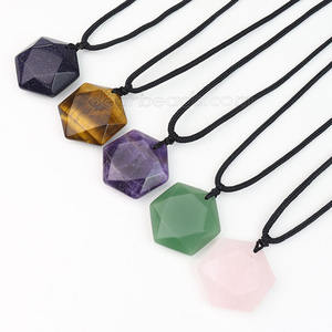 จี้หินธรรมชาติทรงหกเหลี่ยมเจียระไนแบบใหม่, จี้คริสตัลพลังตราประทับของโซโลมอนสำหรับทำเครื่องประดับ ขนาด 25 มม. - Product Image 2