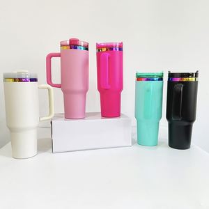 Paquete de 20 Vasos Térmicos de Acero Inoxidable de 40 oz con Recubrimiento en Polvo Colorido y Logotipo Personalizado, Plateado Arcoíris H2.0, para Grabado Láser - Product Image 2