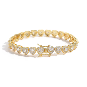 New <b>Love</b> Zircon <b>Bracelet</b> Women's Tennis Chain Heart-shaped Men's <b>Bracelet</b> Couple Stacked Wind Tanjing Fashion Lijing Necklace - Product Image 5
