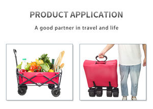 Carretilla Plegable Reforzada Cromada con Diseño de 4 Ruedas para Uso en Exteriores, Picnic y Playa - Product Image 3