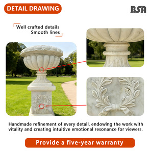 Vaso <span class=keywords><strong>per</strong></span> Fiori Classico in Marmo Rotondo, Vaso in Pietra Bianca, Vaso in Marmo Stile Occidentale, Vaso in Pietra <span class=keywords><strong>per</strong></span> Decorazione Giardino - Product Image 3