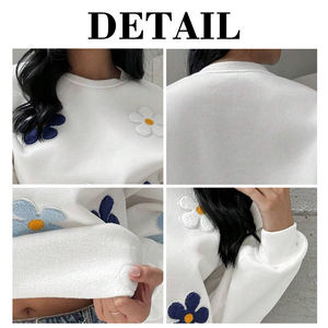 Sudadera KingSen con Cuello Redondo y Bordado de Flores en 3D, Estilo Nuevo, Corte Holgado, Efecto Adelgazante, Informal, Manga Larga, Deportiva - Product Image 6