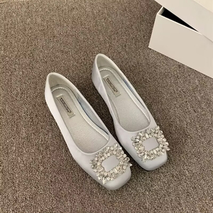 2026 Spring Fall New Arrival Versatile Commuter <b>Loafers</b> with Rhinestone <b>Square</b> Buckle Low Cut Flat Slip On French Style Shoes - Product Image 5