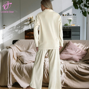 Loveda Ingrosso Nuovi Arrivi <span class=keywords><strong>Invernali</strong></span> Pigiama da Donna Caldo a Tinta Unita Set Comodo per la Notte con Maglia a Maniche Lunghe e Pantaloni - Product Image 3