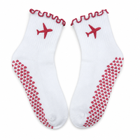 Chaussettes de yoga et de pilates personnalisées à volants pour femmes, brodées, antidérapantes et respirantes
