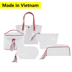 Vietnam hecho de pvc transparente bolsa de maquillaje para mujeres