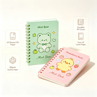 A6 Niedliches Tier-Spiralnotizbuch 60 Blatt 80g/m² Liniert PP-Einband Notizblock Abreißbare Seiten Kawaii Schreibwaren Kindergeschenk Großhandel