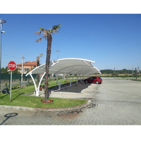 Cochera de Estacionamiento con Estructura Tensada de PVC/PVDF Personalizable, Impermeable y Autolimpiante, Resistente al Viento de 120 km/h, 15-30 m