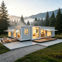 Cabane préfabriquée de luxe extensible à double aile de 30 et 40 pieds, maison de vacances mobile panoramique pour complexe hôtelier