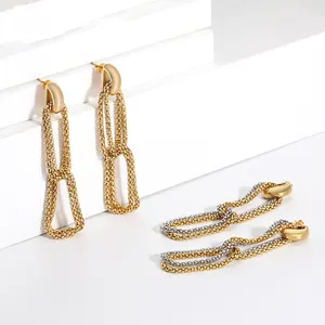 Corn Chain Drop Dangle Earrings For Women Gold Color Long Stainless Steel Earings Jewelry Orecchini Brinco.