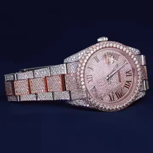 Luxury Fashion Professional Quartz Sapphire Crystal Day/Date <b>Stainless</b> <b>Steel</b> Moissanite Diamond <b>Men's</b> Wristwatch - Product Image 2