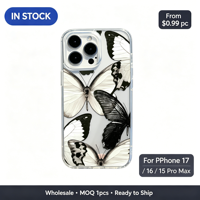 Coque transparente en TPU avec collage artistique de papillons aquarelle, étui de téléphone mignon et souple antichoc pour iPhone 17 16 15 14 13 Pro Max