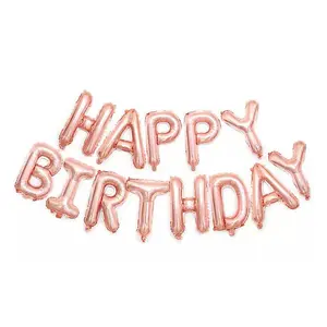 सी 13 pcs जन्मदिन मुबारक हो सजावट गुब्बारे गुलाब गोल्ड पत्र पन्नी Ballons जन्मदिन की पार्टी सजावट वर्षगांठ