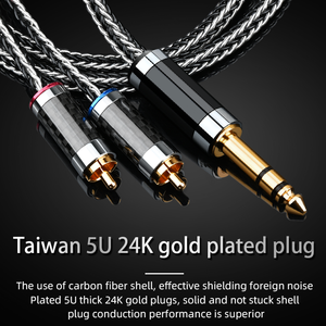 ATAUDIO <span class=keywords><strong>HIFI</strong></span> 6.5mm à 2 RCA Jack câble Audio 7N OCC plaqué argent Amp ligne de connexion fil de casque câble d'écouteur - Product Image 6