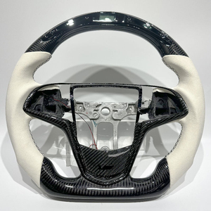 Volante de Fibra de Carbono con Pantalla LED de Tacómetro en Gamuza Blanca Compatible con <span class=keywords><strong>Cadillac</strong></span> ATS-V <span class=keywords><strong>CTS</strong></span>-V CT4 CT5 <span class=keywords><strong>CTS</strong></span> XTS XT4 XT6, Pieza de Repuesto - Product Image 1