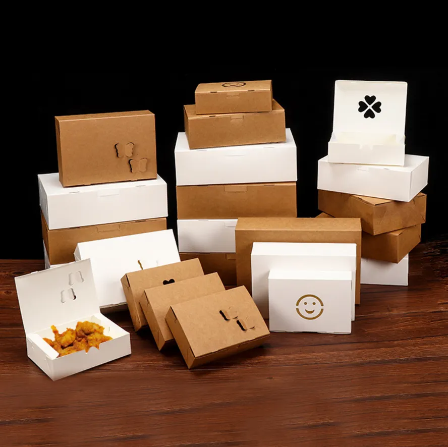 Embalaje desechable para ensalada, Biodegradable, caja de papel Kraft para llevar Sushi con ventana