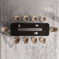 Mesa de Conferencia Ergonómica Moderna con Esquinas Redondeadas, de Madera Sólida de Lujo, Ecológica, para 16 Personas, Muebles de Oficina Comerciales