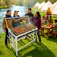 Barbecue rotatif professionnel OEM, barbecue à double panier à bascule, barbecue en acier inoxydable, grill à brochettes, prix usine
