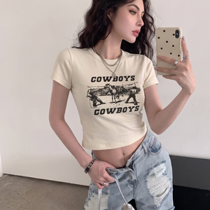 T-shirt court blanc vierge pour femme, haute qualité OEM, avec impression graphique personnalisée, 7712, été, sexy, manches courtes, décontracté - Product Image 1