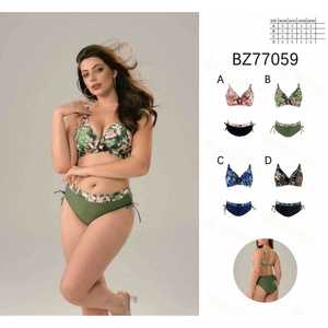 Costume da bagno intero da donna scollo a V taglie forti con arricciatura, controllo pancia, senza schienale, per l'estate e la spiaggia, all'ingrosso, nuovo BZ77059 - Product Image 1